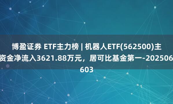 博盈证券 ETF主力榜 | 机器人ETF(562500)主力资金净流入3621.88万元，居可比基金第一-20250603