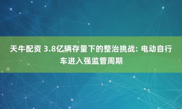 天牛配资 3.8亿辆存量下的整治挑战: 电动自行车进入强监管周期